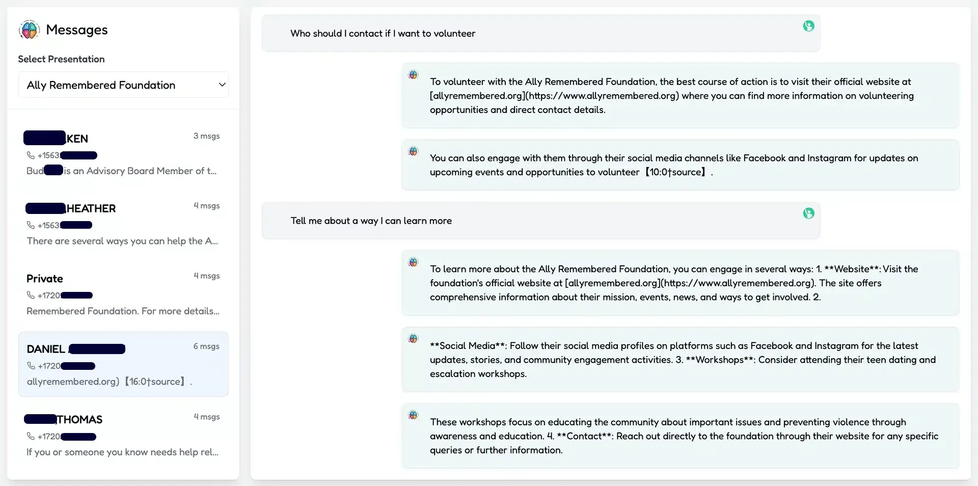 PresEngage anonymous real-time audience Q&A messaging interface during a CME presentation