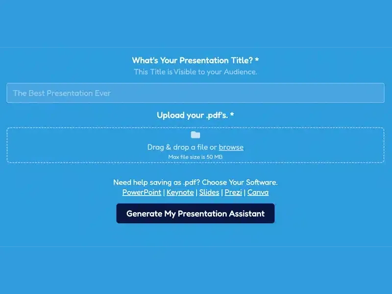 Express submission upload interface for quick presentation setup