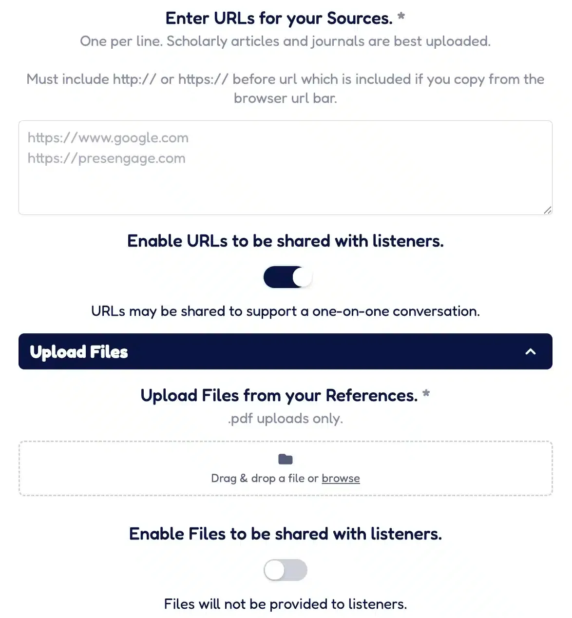 URL and File Sharing