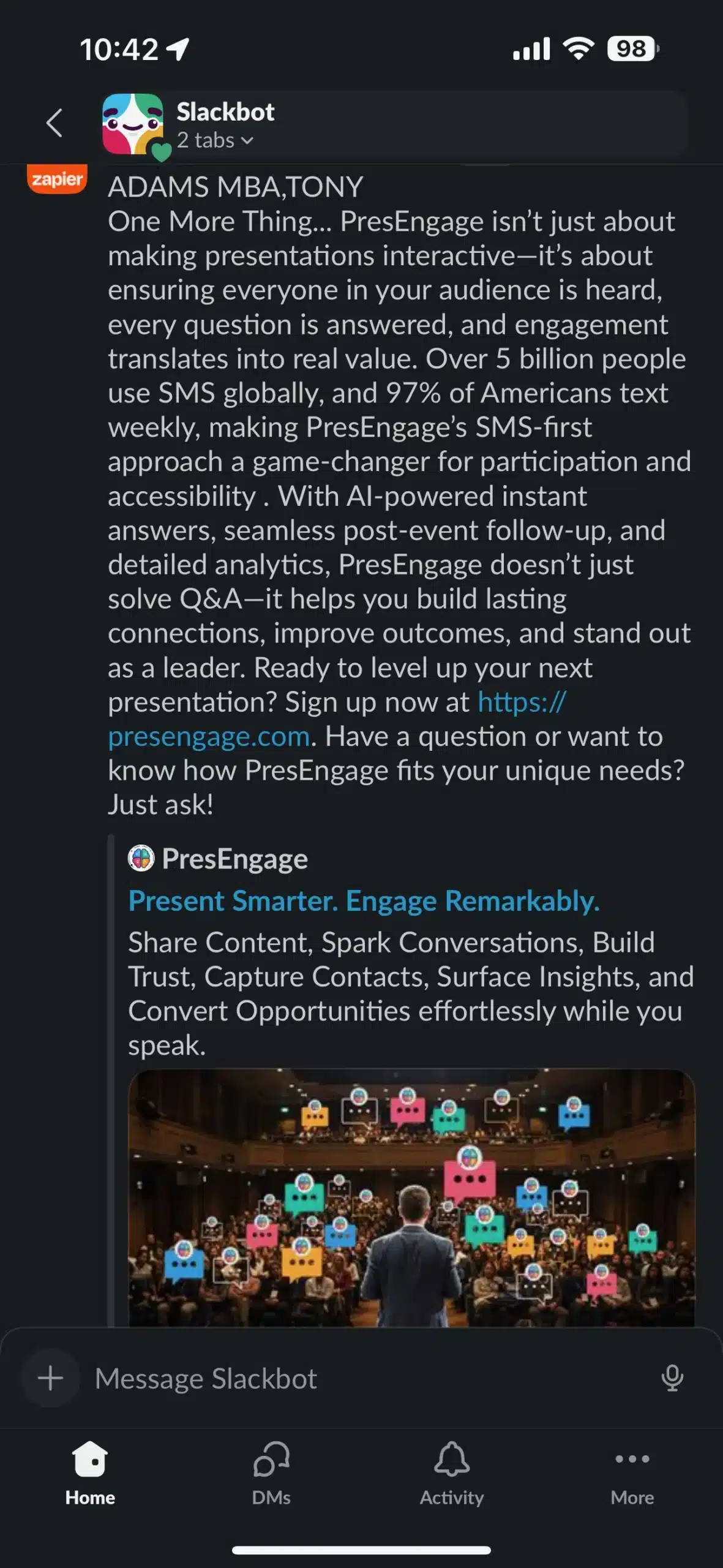 Integrate PresEngage with Zapier