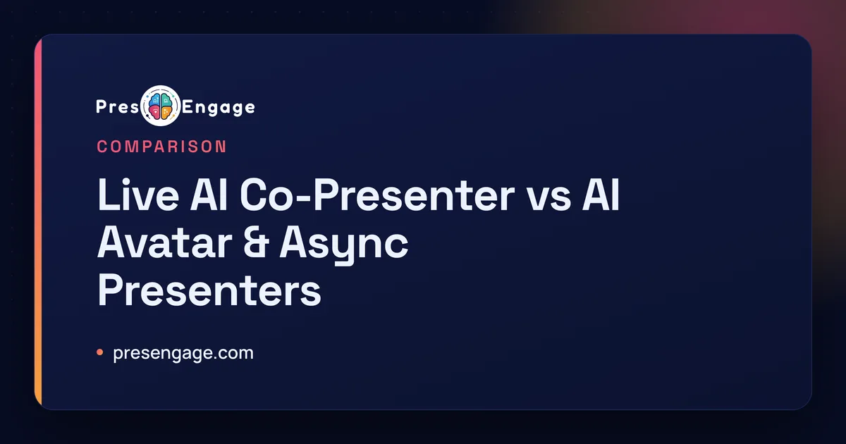 Live AI co-presenter alongside a human speaker versus AI avatars and async presenters