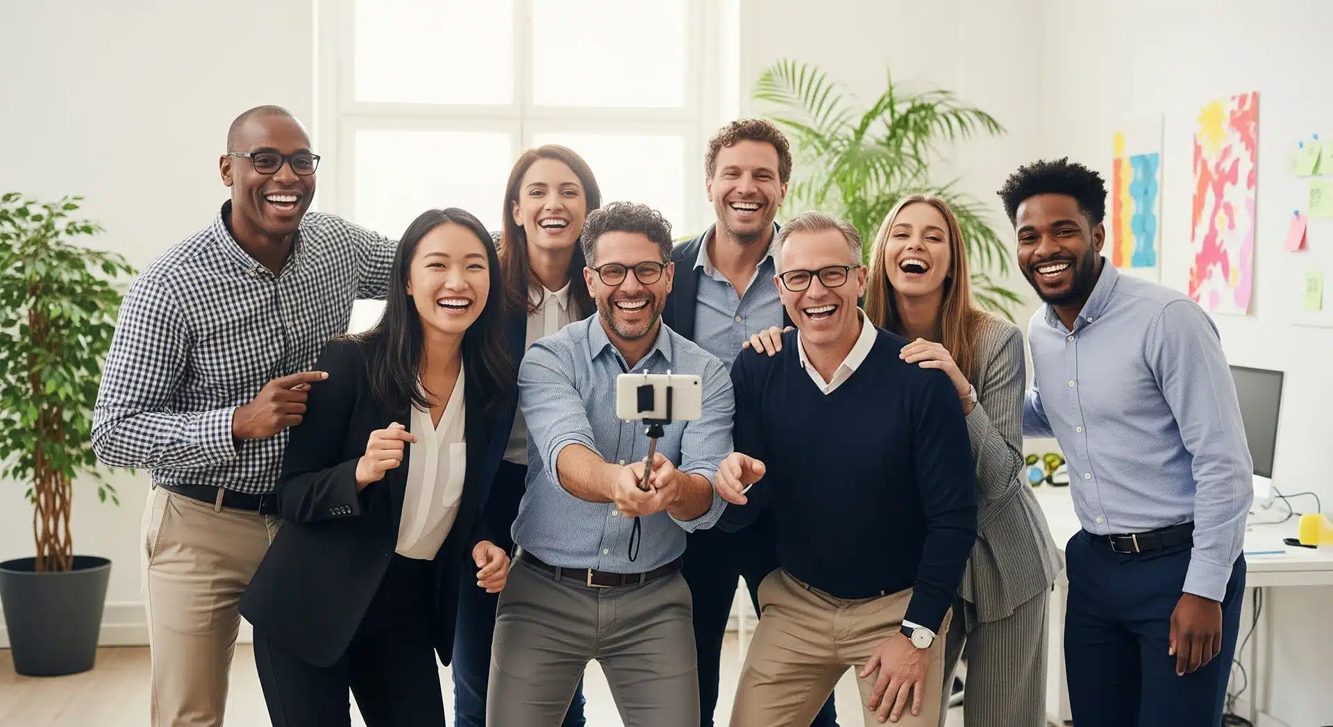 A Group of Office Employees taking a Photo