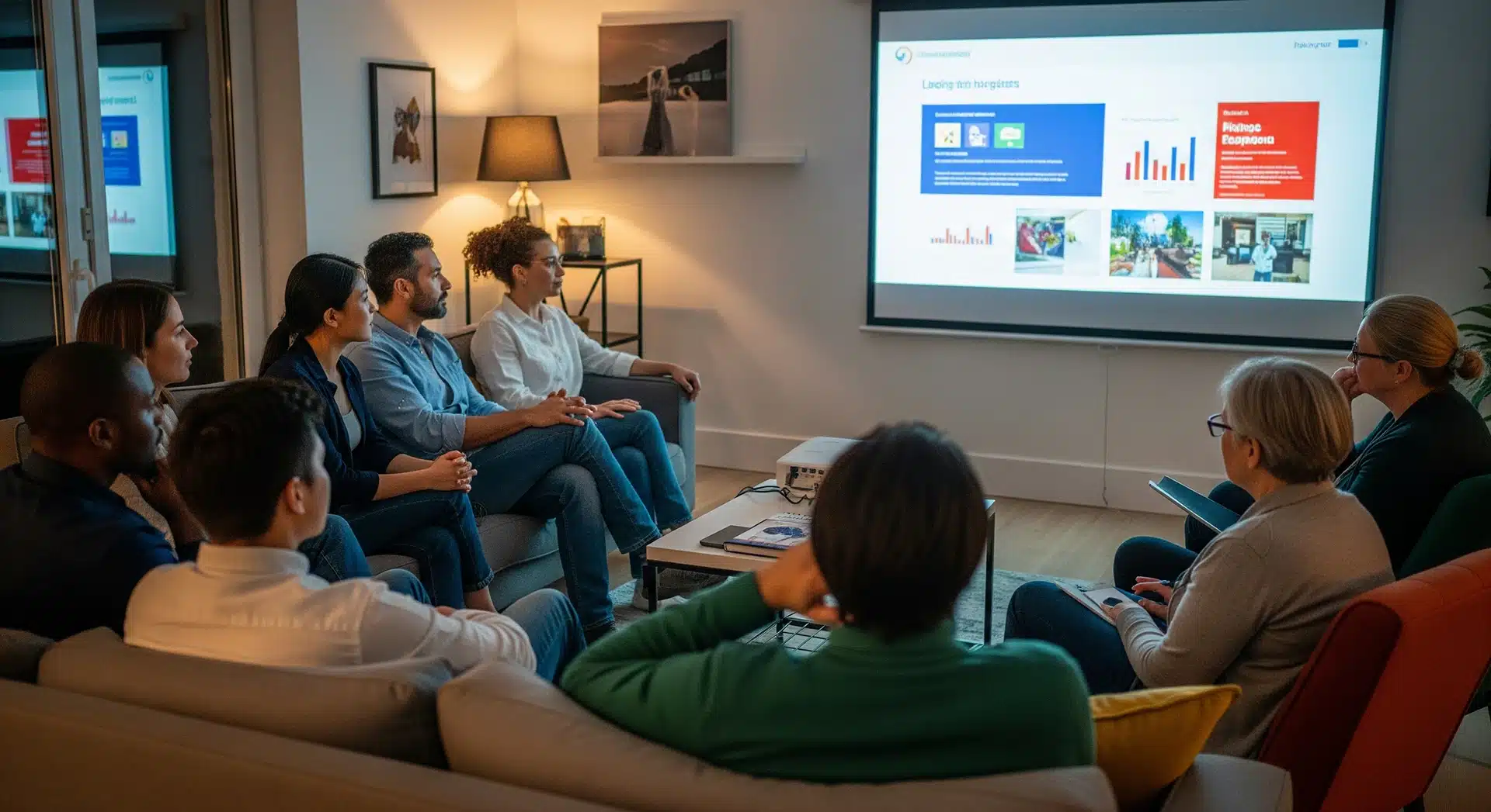 A Group of People Sitting Watching a Presentation