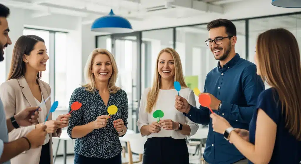Employees Playing an Icebreaker Game