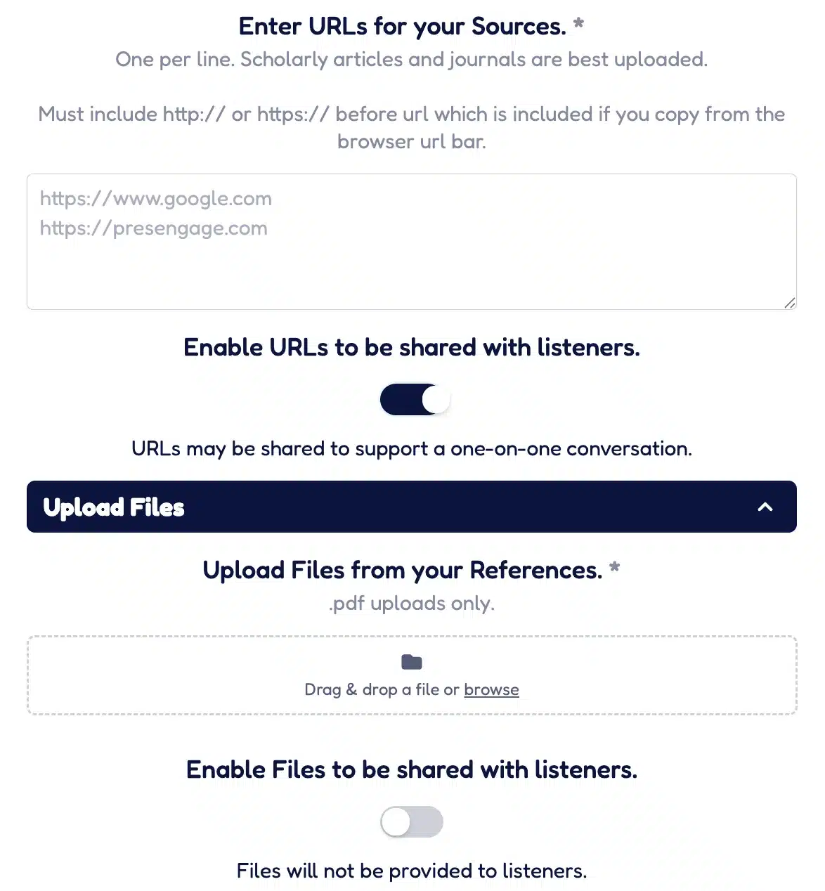 URL and File Sharing